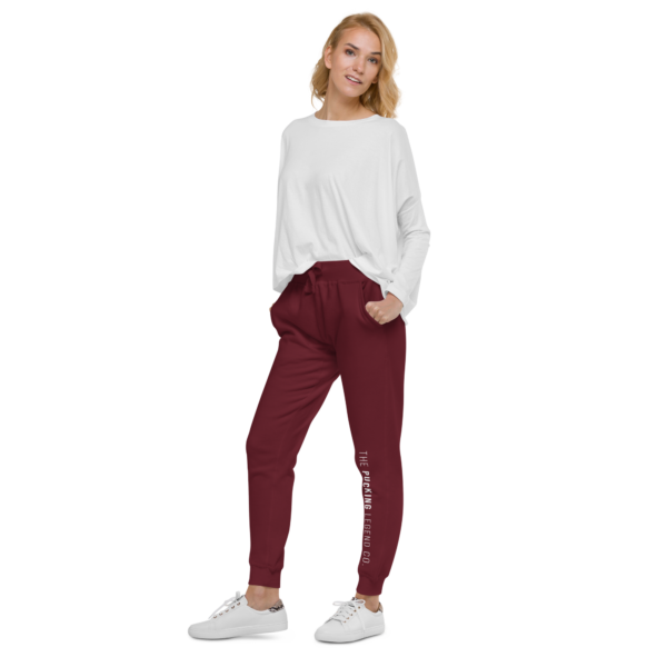 unisex-fleece-sweatpants-maroon-left-front-62f2e3aa7d4ac.png